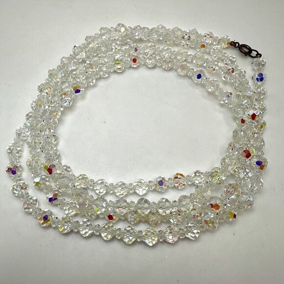 54" vintage Aurora Borealis (AB) crystal necklace! - Picture 1 of 14